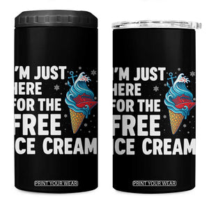 Funny Cruise 4 in 1 Can Cooler Tumbler I Am Just Here For The Free Ice Cream TS14 One Size: 16 oz Black Print Your Wear