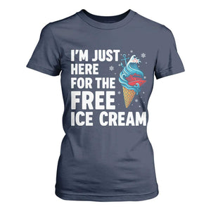 Funny Cruise T Shirt For Women I Am Just Here For The Free Ice Cream TS14 Navy Print Your Wear