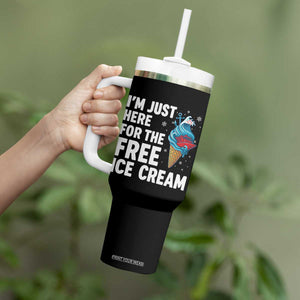 Funny Cruise Tumbler With Handle I Am Just Here For The Free Ice Cream TS14 Print Your Wear