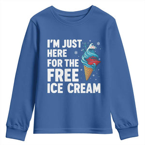 Funny Cruise Youth Sweatshirt I Am Just Here For The Free Ice Cream TS14 Royal Blue Print Your Wear