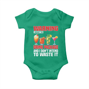 Funny Cruise Ship Baby Onesie Warning I Bought The Drink Package TS14 Irish Green Print Your Wear