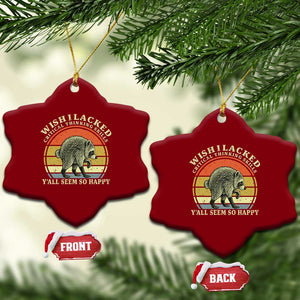 Wish I Lacked Critical Thinking Skills Y'all Seem So Happy Ceramic Ornament Retro Jimothy Raccoon Sarcastic Quote Gift