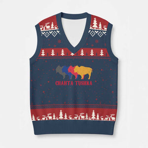 Choctaw Native American Chahta Tushka V-Neck Knit Sweater Vest