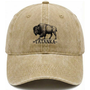 Tatanka Lakota Buffalo Bison Native American West Wildlife Washed Cotton Baseball Cap