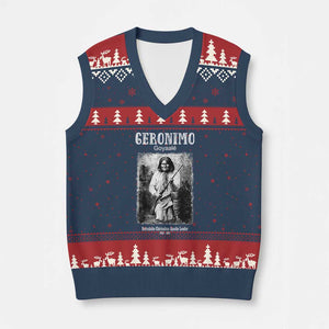 Geronimo Apache Leader American Indian History V-Neck Knit Sweater Vest