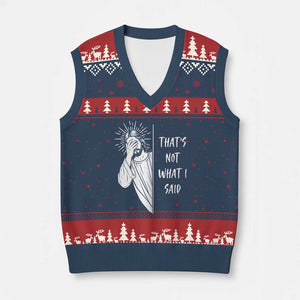 That's Not What I Said V-Neck Knit Sweater Vest Funny Christian Jesus Sarcastic Quote