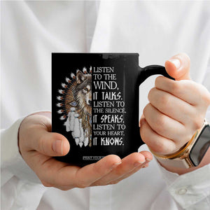Native American Indian Wolf Saying Listen to The Wind Coffee Mug