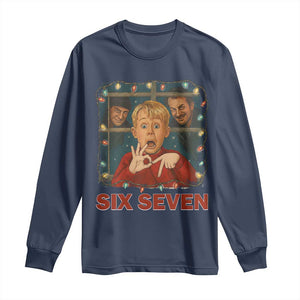 67 Six Seven Christmas Meme Long Sleeve Shirt Funny Family Xmas Movie TS14 Navy Print Your Wear