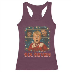 67 Six Seven Christmas Meme Racerback Tank Top Funny Family Xmas Movie TS14 Maroon Print Your Wear