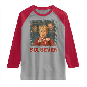 67 Six Seven Christmas Meme Raglan Shirt Funny Family Xmas Movie TS14 Sport Gray Red Print Your Wear