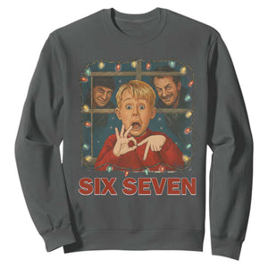 67 Six Seven Christmas Meme Sweatshirt Funny Family Xmas Movie TS14 Dark Heather Print Your Wear