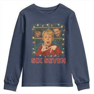 67 Six Seven Christmas Meme Youth Sweatshirt Funny Family Xmas Movie TS14 Navy Print Your Wear