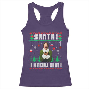 Santa I Know Him Racerback Tank Top Funny Elf Christmas TS14 Purple Print Your Wear