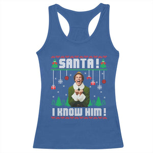 Santa I Know Him Racerback Tank Top Funny Elf Christmas TS14 Royal Blue Print Your Wear