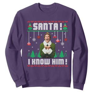 Santa I Know Him Sweatshirt Funny Elf Christmas TS14 Purple Print Your Wear