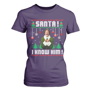 Santa I Know Him T Shirt For Women Funny Elf Christmas TS14 Purple Print Your Wear