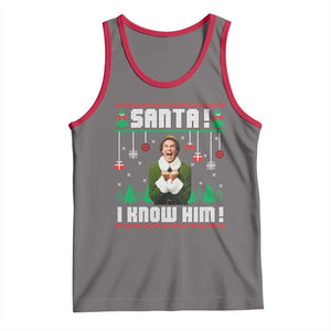 Santa I Know Him Tank Top Funny Elf Christmas TS14 Deep Heather Red Print Your Wear
