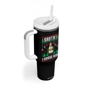Santa I Know Him Tumbler With Handle Funny Elf Christmas TS14 Print Your Wear