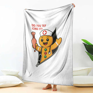 Funny ICU Nurse Christmas Throw Blanket Gingerbread Did You Try Icing It TS14 Print Your Wear