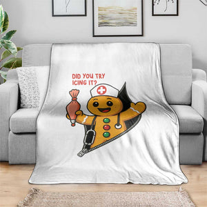 Funny ICU Nurse Christmas Throw Blanket Gingerbread Did You Try Icing It TS14 Print Your Wear