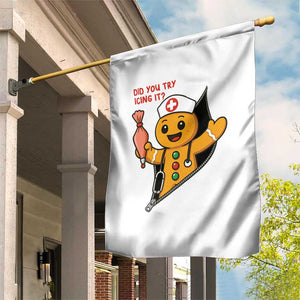 Funny ICU Nurse Christmas Garden Flag Gingerbread Did You Try Icing It TS14 Print Your Wear