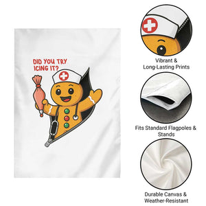 Funny ICU Nurse Christmas Garden Flag Gingerbread Did You Try Icing It TS14 Print Your Wear