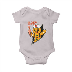 Funny ICU Nurse Christmas Baby Onesie Gingerbread Did You Try Icing It TS14 Ice Gray Print Your Wear