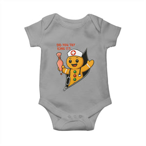 Funny ICU Nurse Christmas Baby Onesie Gingerbread Did You Try Icing It TS14 Sport Gray Print Your Wear