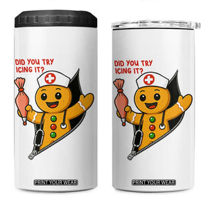 Funny ICU Nurse Christmas 4 in 1 Can Cooler Tumbler Gingerbread Did You Try Icing It TS14 One Size: 16 oz White Print Your Wear