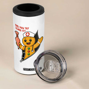 Funny ICU Nurse Christmas 4 in 1 Can Cooler Tumbler Gingerbread Did You Try Icing It TS14 Print Your Wear