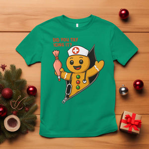 Funny ICU Nurse Christmas T Shirt Gingerbread Did You Try Icing It TS14 Irish Green Print Your Wear