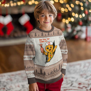 Funny ICU Nurse Xmas Ugly Christmas Sweater Gingerbread Did You Try Icing It TS14 Mocha Mousse Print Your Wear
