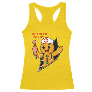 Funny ICU Nurse Christmas Racerback Tank Top Gingerbread Did You Try Icing It TS14 Daisy Print Your Wear