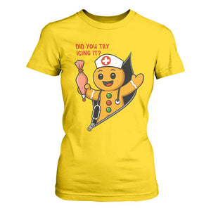Funny ICU Nurse Christmas T Shirt For Women Gingerbread Did You Try Icing It TS14 Daisy Print Your Wear