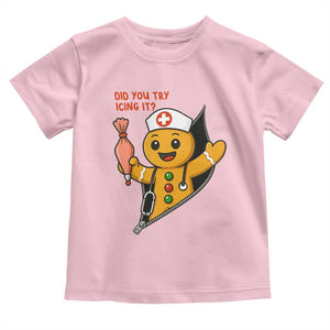 Funny ICU Nurse Christmas Toddler T Shirt Gingerbread Did You Try Icing It TS14 Light Pink Print Your Wear