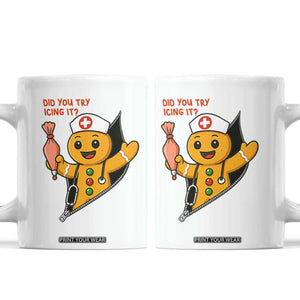Funny ICU Nurse Christmas Coffee Mug Gingerbread Did You Try Icing It TS14 White Print Your Wear