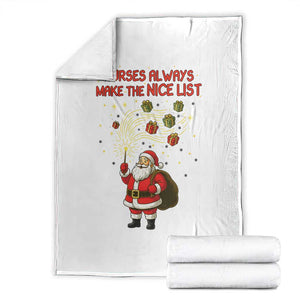 Funny Nurse Christmas Throw Blanket Nurses Always Make The Nice List TS14 White Print Your Wear