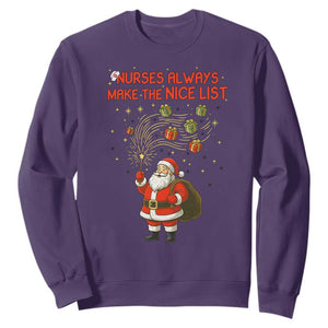 Funny Nurse Christmas Sweatshirt Nurses Always Make The Nice List TS14 Purple Print Your Wear