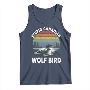 Stupid Canadian Wolf Bird Tank Top Sarcastic Animal Meme TS14 Navy Print Your Wear