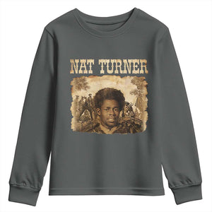 Nat Turner Youth Sweatshirt Black History African American TS14 Dark Heather Print Your Wear