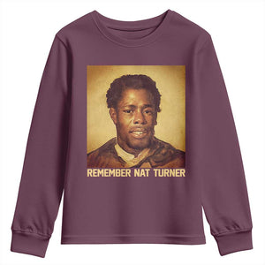 Nat Turner Youth Sweatshirt Black History Month TS14 Maroon Print Your Wear