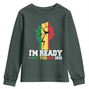 Nat Turner Quote Youth Sweatshirt Black History African American TS14 Dark Forest Green Print Your Wear