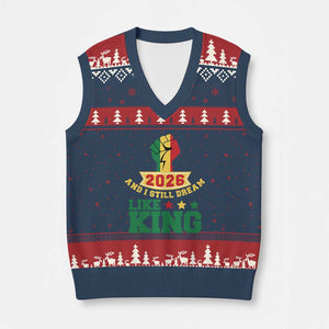 MLK Day V-Neck Knit Sweater Vest 2026 And I Still Dream Like King TS14 Navy Red Print Your Wear