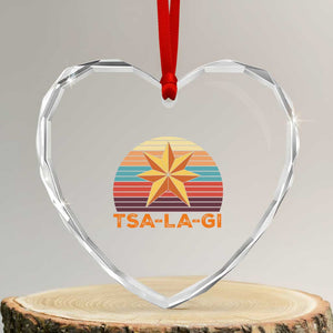 Tsalagi Seven Pointed Star Heart Crystal Glass Ornament Cherokee Native American Heritage
