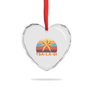 Tsalagi Seven Pointed Star Heart Crystal Glass Ornament Cherokee Native American Heritage