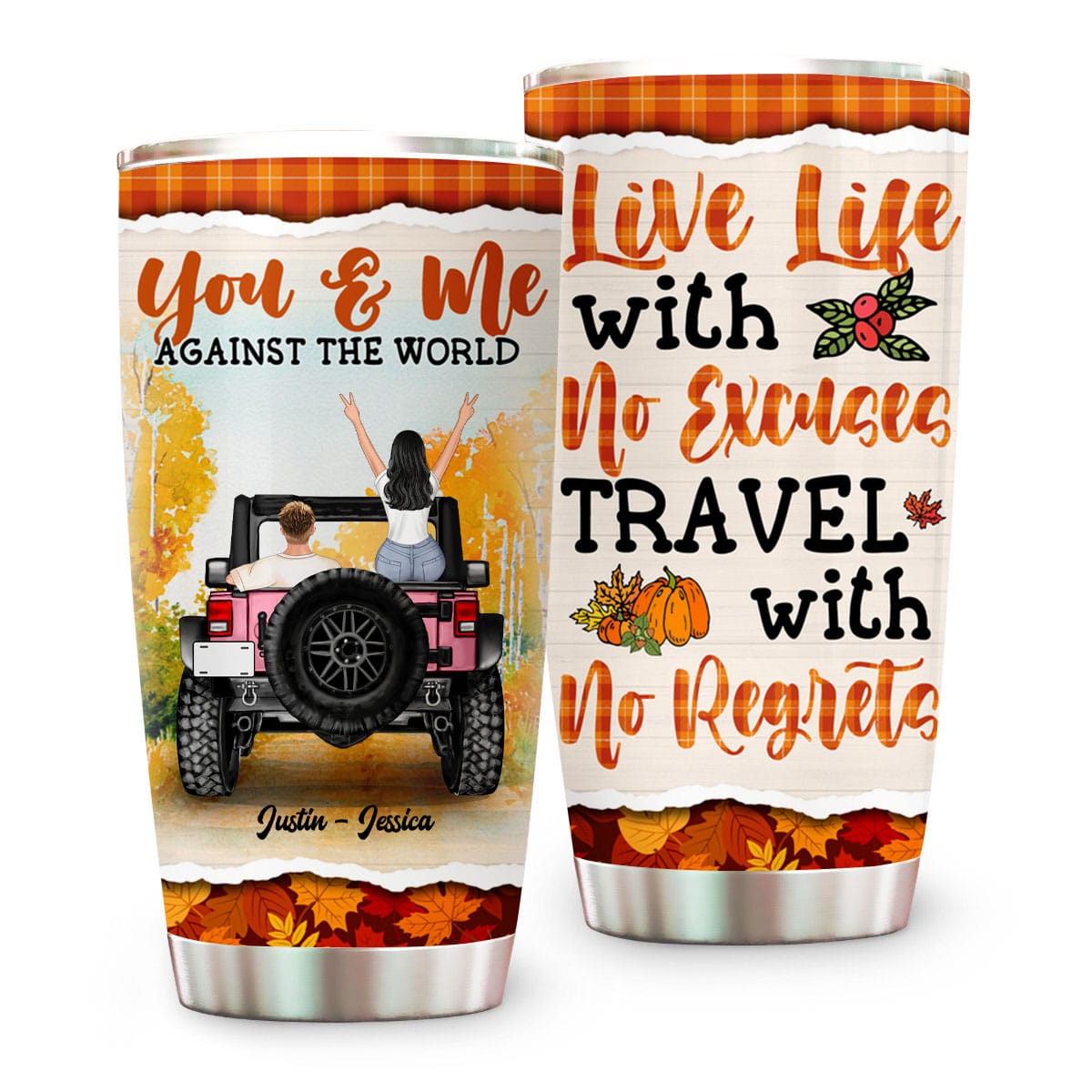 Personalized Jeep Tumbler You and Me Against The World , Couple CTM Custom - Printyourwear