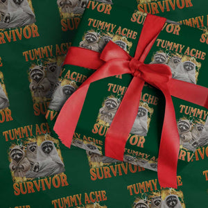 Tummy Ache Survivor Raccoon Meme Wrapping Paper Roll TS10 Green Print Your Wear
