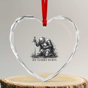 Tummy Hurts Funny Medieval Knight Heart Crystal Glass Ornament Dark Fantasy Meme