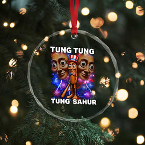 Tung Tung Sahur Italian Brainrot 4th Of July Meme Crystal Glass Ornament TS14 Print Your Wear