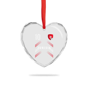 Tunisia Soccer Sports Graphic Number 10 Jersey Style Heart Crystal Glass Ornament Proud Tunisian Football Fans Game Day Maghreb Pride